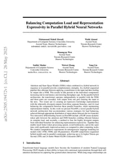 Balancing Computation Load and Representation Expressivity in Parallel Hybrid Neural Networks