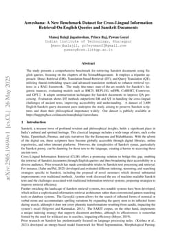 Anveshana: A New Benchmark Dataset for Cross-Lingual Information Retrieval On English Queries and Sanskrit Documents