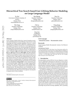 Hierarchical Tree Search-based User Lifelong Behavior Modeling on Large Language Model