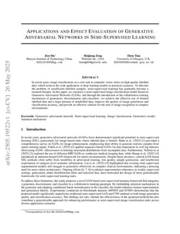 Applications and Effect Evaluation of Generative Adversarial Networks in Semi-Supervised Learning