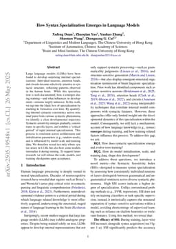 How Syntax Specialization Emerges in Language Models
