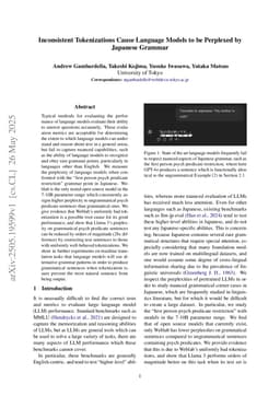 Inconsistent Tokenizations Cause Language Models to be Perplexed by Japanese Grammar