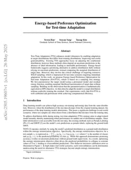 Energy-based Preference Optimization for Test-time Adaptation