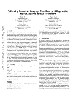 Calibrating Pre-trained Language Classifiers on LLM-generated Noisy Labels via Iterative Refinement