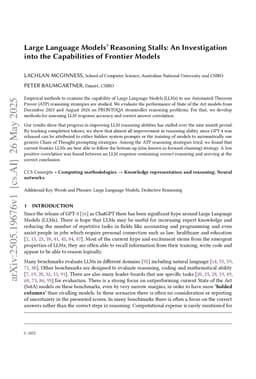 Large Language Models' Reasoning Stalls: An Investigation into the Capabilities of Frontier Models