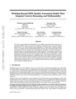 Modeling Beyond MOS: Quality Assessment Models Must Integrate Context, Reasoning, and Multimodality