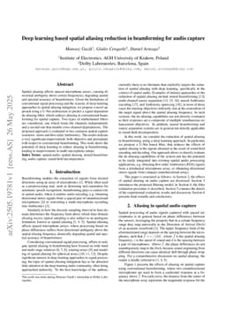 Deep learning based spatial aliasing reduction in beamforming for audio capture