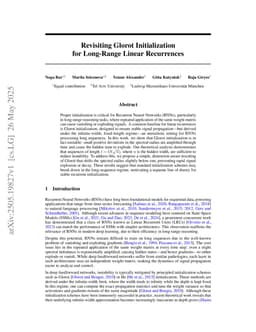 Revisiting Glorot Initialization for Long-Range Linear Recurrences