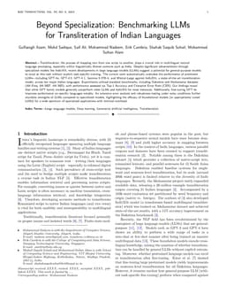 Beyond Specialization: Benchmarking LLMs for Transliteration of Indian Languages