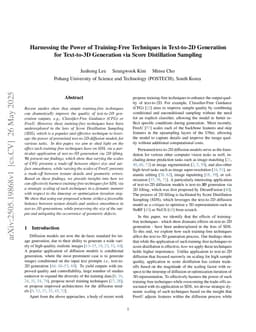 Harnessing the Power of Training-Free Techniques in Text-to-2D Generation for Text-to-3D Generation via Score Distillation Sampling