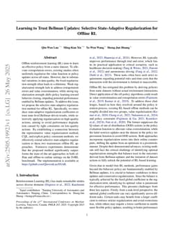 Learning to Trust Bellman Updates: Selective State-Adaptive Regularization for Offline RL