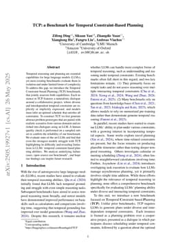 TCP: a Benchmark for Temporal Constraint-Based Planning