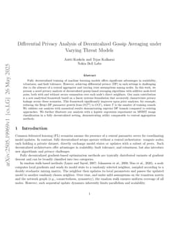 Differential Privacy Analysis of Decentralized Gossip Averaging under Varying Threat Models