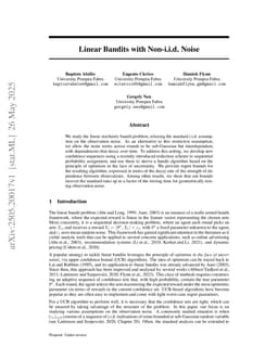 Linear Bandits with Non-i.i.d. Noise