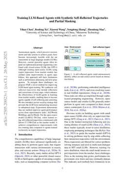 Training LLM-Based Agents with Synthetic Self-Reflected Trajectories and Partial Masking