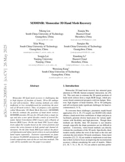M3DHMR: Monocular 3D Hand Mesh Recovery