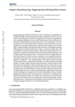 Adaptive Deep Reasoning: Triggering Deep Thinking When Needed