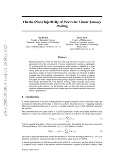 On the (Non) Injectivity of Piecewise Linear Janossy Pooling