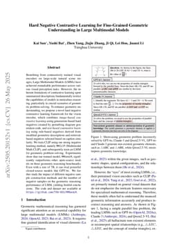 Hard Negative Contrastive Learning for Fine-Grained Geometric Understanding in Large Multimodal Models