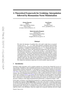 A Theoretical Framework for Grokking: Interpolation followed by Riemannian Norm Minimisation