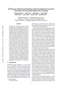 Monocle: Hybrid Local-Global In-Context Evaluation for Long-Text Generation with Uncertainty-Based Active Learning