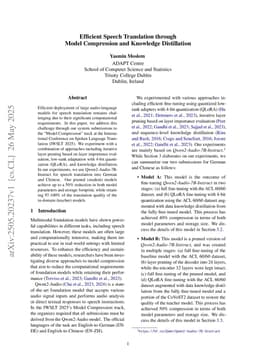 Efficient Speech Translation through Model Compression and Knowledge Distillation