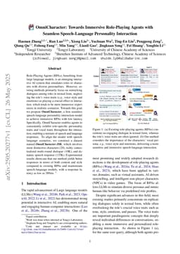 OmniCharacter: Towards Immersive Role-Playing Agents with Seamless Speech-Language Personality Interaction