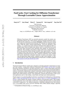 FastCache: Fast Caching for Diffusion Transformer Through Learnable Linear Approximation