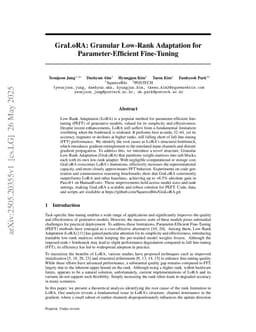 GraLoRA: Granular Low-Rank Adaptation for Parameter-Efficient Fine-Tuning