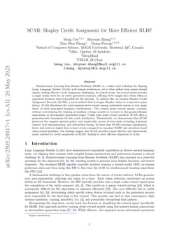 SCAR: Shapley Credit Assignment for More Efficient RLHF