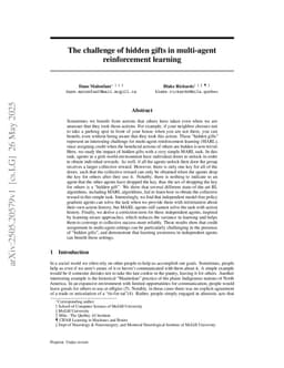 The challenge of hidden gifts in multi-agent reinforcement learning