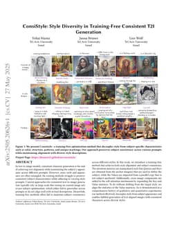 ConsiStyle: Style Diversity in Training-Free Consistent T2I Generation