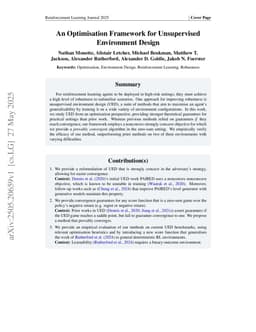 An Optimisation Framework for Unsupervised Environment Design