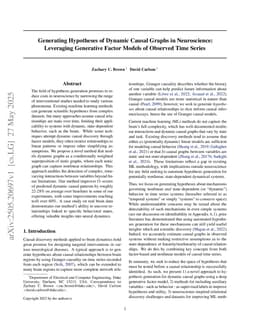 Generating Hypotheses of Dynamic Causal Graphs in Neuroscience: Leveraging Generative Factor Models of Observed Time Series