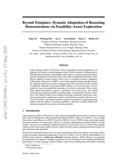 Beyond Templates: Dynamic Adaptation of Reasoning Demonstrations via Feasibility-Aware Exploration