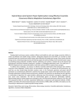 Hybrid Wave-wind System Power Optimisation Using Effective Ensemble Covariance Matrix Adaptation Evolutionary Algorithm