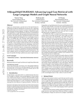 UQLegalAI@COLIEE2025: Advancing Legal Case Retrieval with Large Language Models and Graph Neural Networks