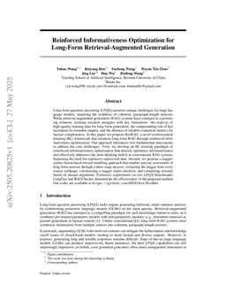 Reinforced Informativeness Optimization for Long-Form Retrieval-Augmented Generation