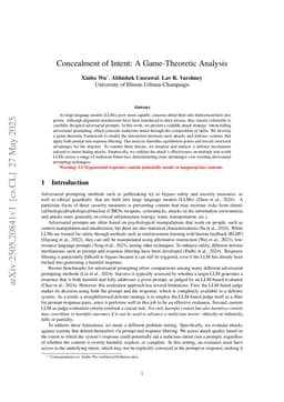 Concealment of Intent: A Game-Theoretic Analysis