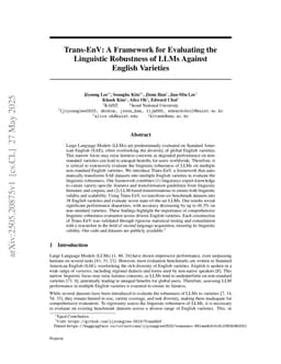 Trans-EnV: A Framework for Evaluating the Linguistic Robustness of LLMs Against English Varieties