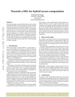 Towards a DSL for hybrid secure computation
