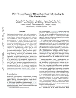 PMA: Towards Parameter-Efficient Point Cloud Understanding via Point Mamba Adapter