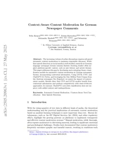 Context-Aware Content Moderation for German Newspaper Comments