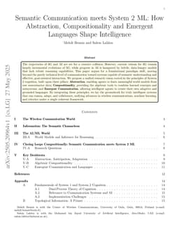 Semantic Communication meets System 2 ML: How Abstraction, Compositionality and Emergent Languages Shape Intelligence