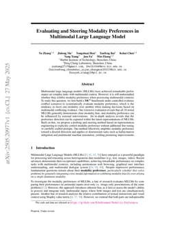 Evaluating and Steering Modality Preferences in Multimodal Large Language Model