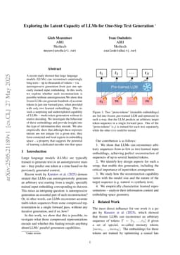 Exploring the Latent Capacity of LLMs for One-Step Text Generation