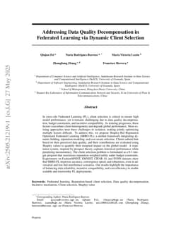 Addressing Data Quality Decompensation in Federated Learning via Dynamic Client Selection