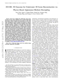 3D-UIR: 3D Gaussian for Underwater 3D Scene Reconstruction via Physics Based Appearance-Medium Decoupling