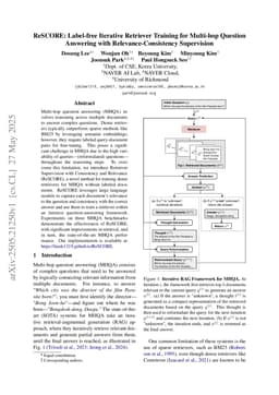 ReSCORE: Label-free Iterative Retriever Training for Multi-hop Question Answering with Relevance-Consistency Supervision