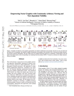 Empowering Vector Graphics with Consistently Arbitrary Viewing and View-dependent Visibility
